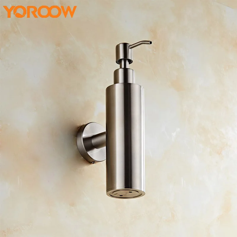 

Shampoo Liquid Stainless Steel 304 Soap Dispensers Wall Mounted Bottle Home Kitchen Hand Bath Accessories Pumps Silver AXN0007