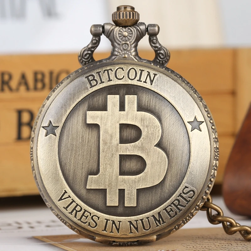 Коллекционные карманные часы с монетами из биткоина памятные юбилейные ожерелья