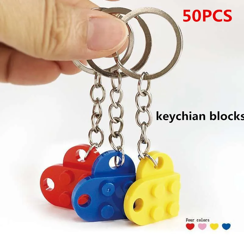 

20PCS/set Key Ring Blocks Heart Blocks Brick Building Blocks Accessories Keychain Model Kits Set DIY Toys for Kids