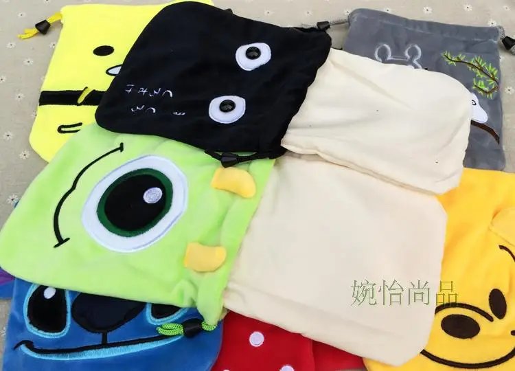 IVYYE 1PCS Stitch Anpanman Cartoon Drawstring Bags Cute Plush storage handbags makeup bag Coin Bundle Pocket Purses NEW