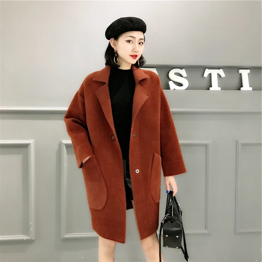 Artificial Mink Cashmere Comfortable Long Sweater
