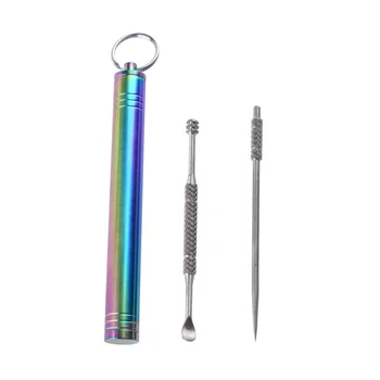 

Titanium Alloy Ear spoon Toothpick Trave Kit Tableware Dinnerware Sets Fruit Picks Toothpick Rust-resistance Outdoor Tools