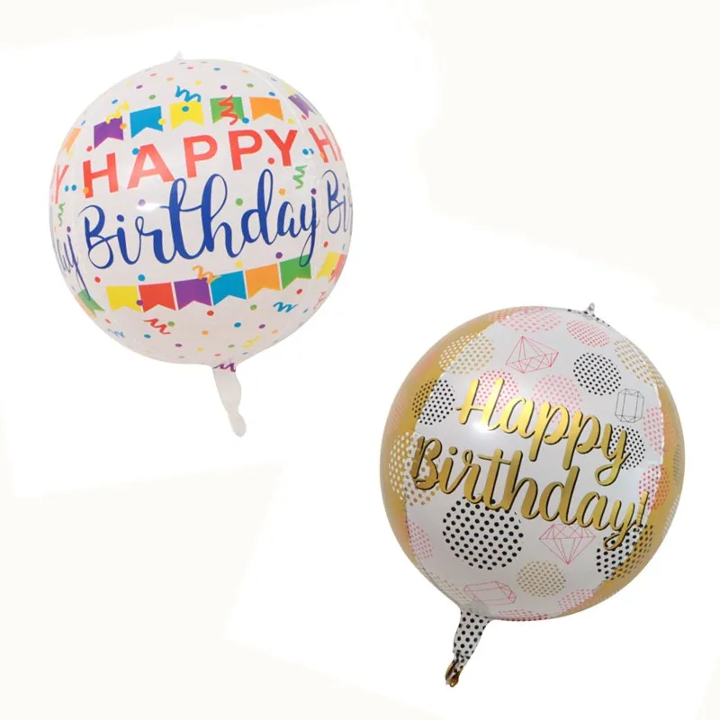 

1Pcs New 22inch 4D Happy Birthday Foil Balloons Gold White Ball Birthday Party Wedding Decor Baby Shower Adult Birthday Supplies
