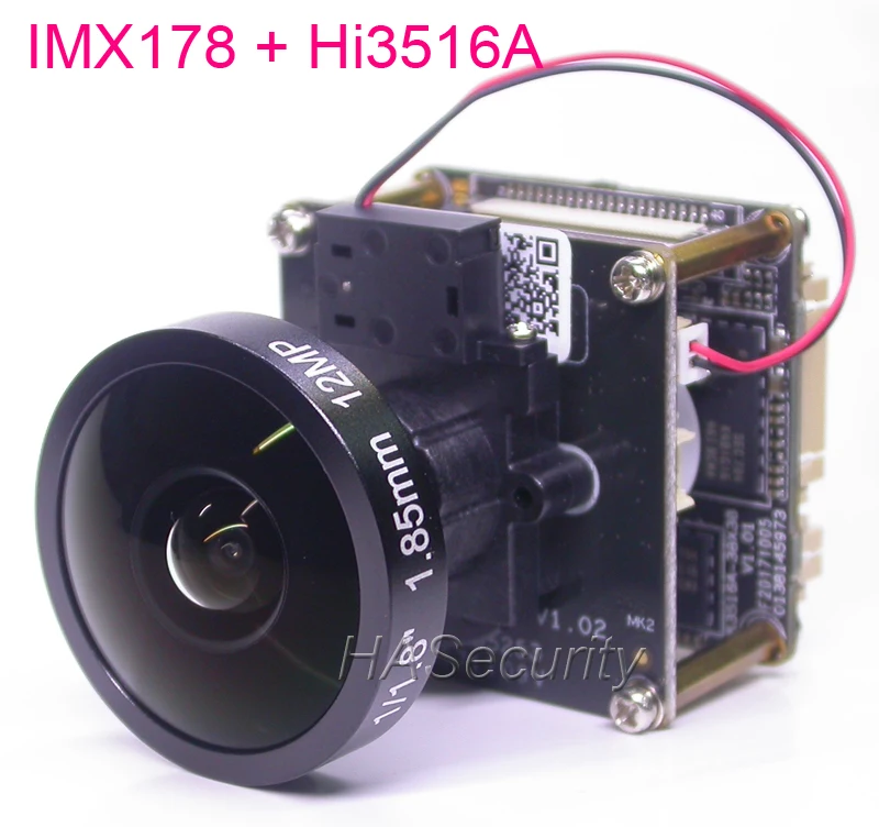 Объектив рыбий глаз 1,85 мм 5.0MP 1/1. " sony IMX178 CMOS сенсор+ Hi3516A CCTV IP камера Модуль платы блока программного управления+ LAN кабель+ IRC