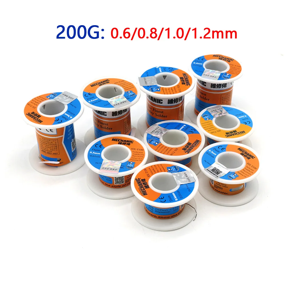 MECHANIC HX-T100 Solder Wire 200g 0.6/0.8/1.0/1.2mm High Purity Low Fusion Spot Welding BGA Welding Repair Tools MECHANIC HX-T100 Solder Wire 200g 0.6/0.8/1.0/1.2mm High Purity Low Fusion Spot Welding BGA Welding Repair Tools