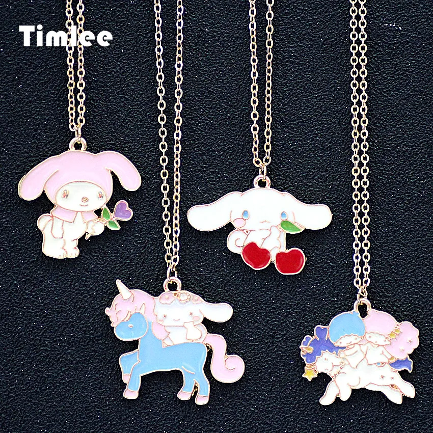 

Timlee N179 Free shipping Cartoon Cute Rabbit Horse Unicorn Metal Necklaces Fashion Accessories Wholesale