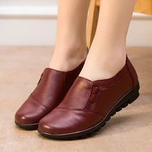 Хороший Новинка весны Пояса из натуральной кожи плоская подошва женские тонкие туфли Женская Повседневная обувь женские Туфли без каблуков Обувь для отдыха мягкая обувь для мам
