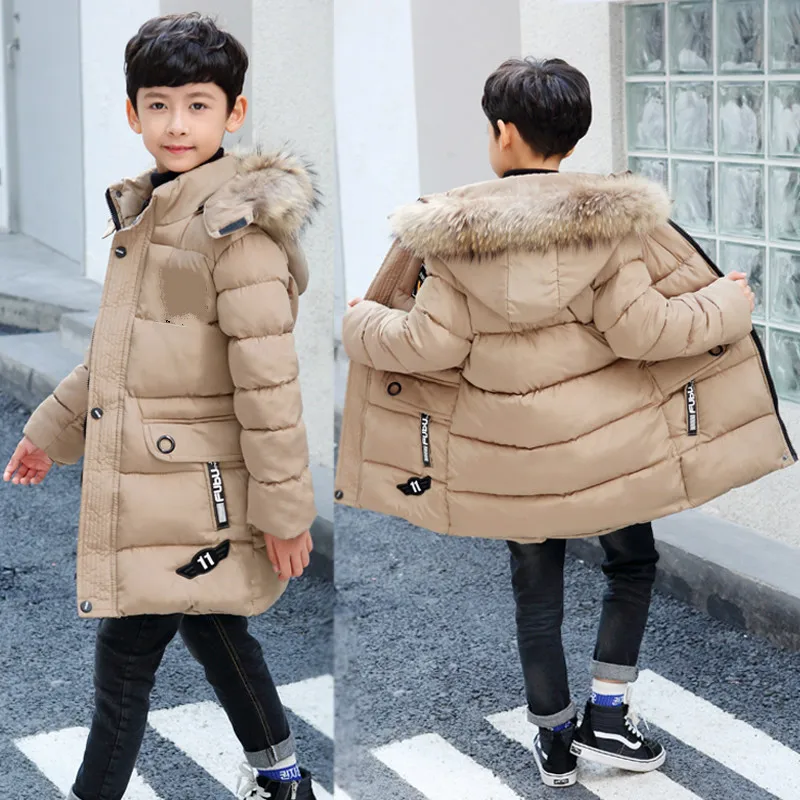 Новинка года; зимнее модное хлопковое пальто с капюшоном для мальчиков; куртка