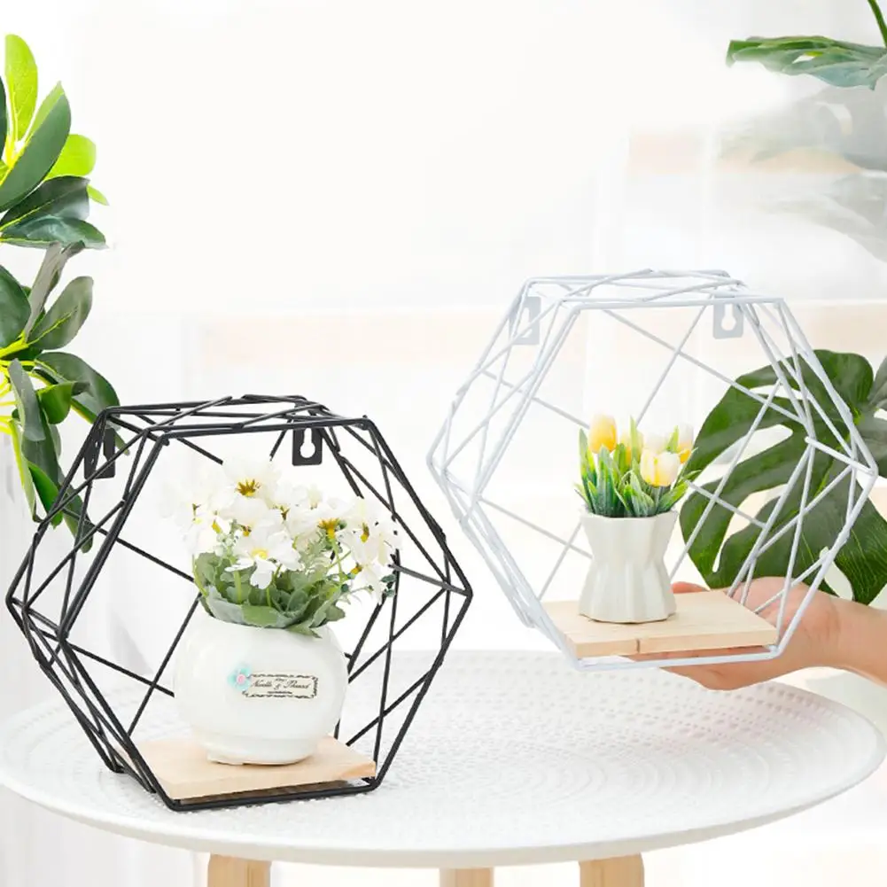 

1Pc Contracted Iron Hexagon Grid Shelf Wall Hanging Art Rack Organizer Home Decor