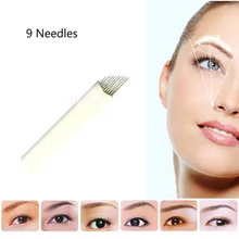 Иглы для татуажа 50 шт. 9 pin стерилизованные из нержавеющей стали 3D тату вышивка бровей Перманентный макияж иглы лезвие Лидер продаж запчасти для тату машинки дермапен ручка иголки для тату машинки грипсы катетор