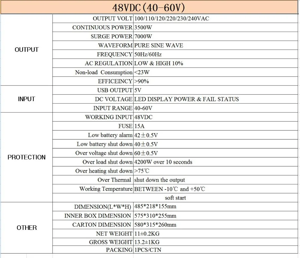 3500W 48V