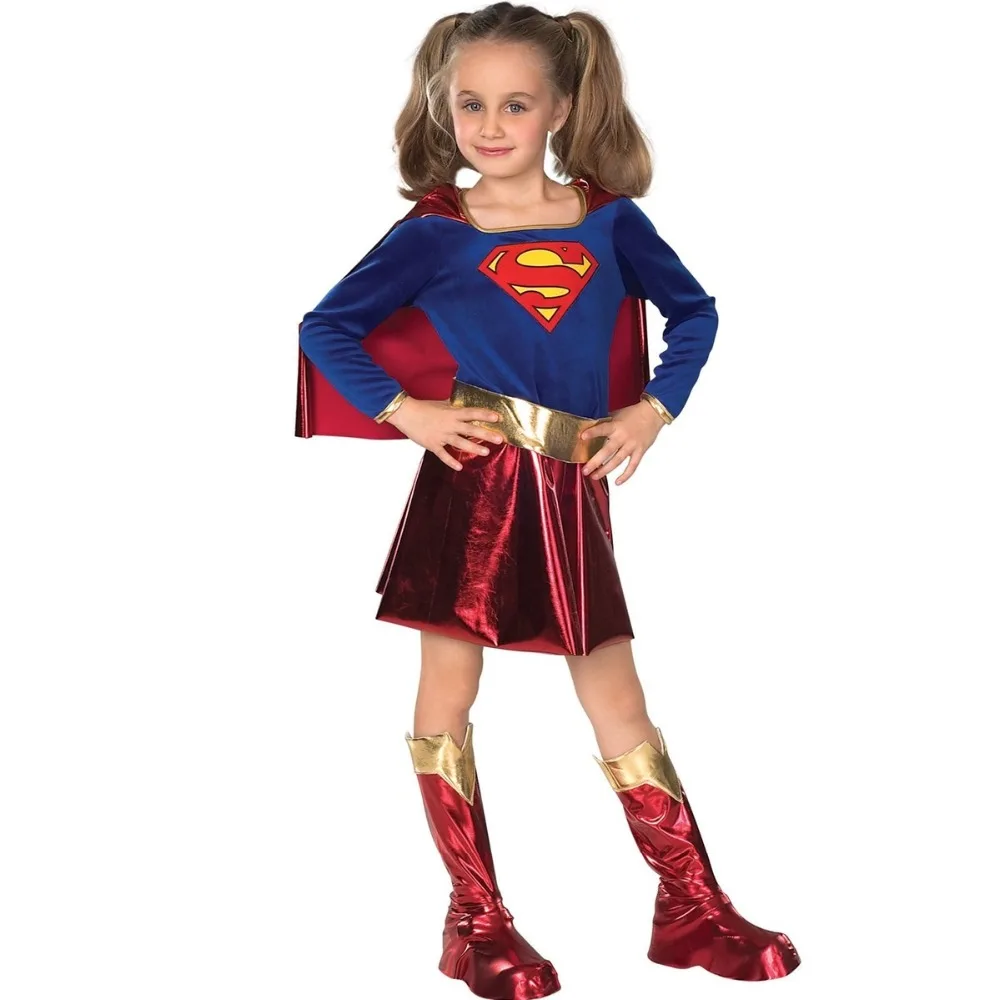 

24hours ship Halloween Superman Super Girls Costume Cosplay Kids Supergirls Costumes Party Dress