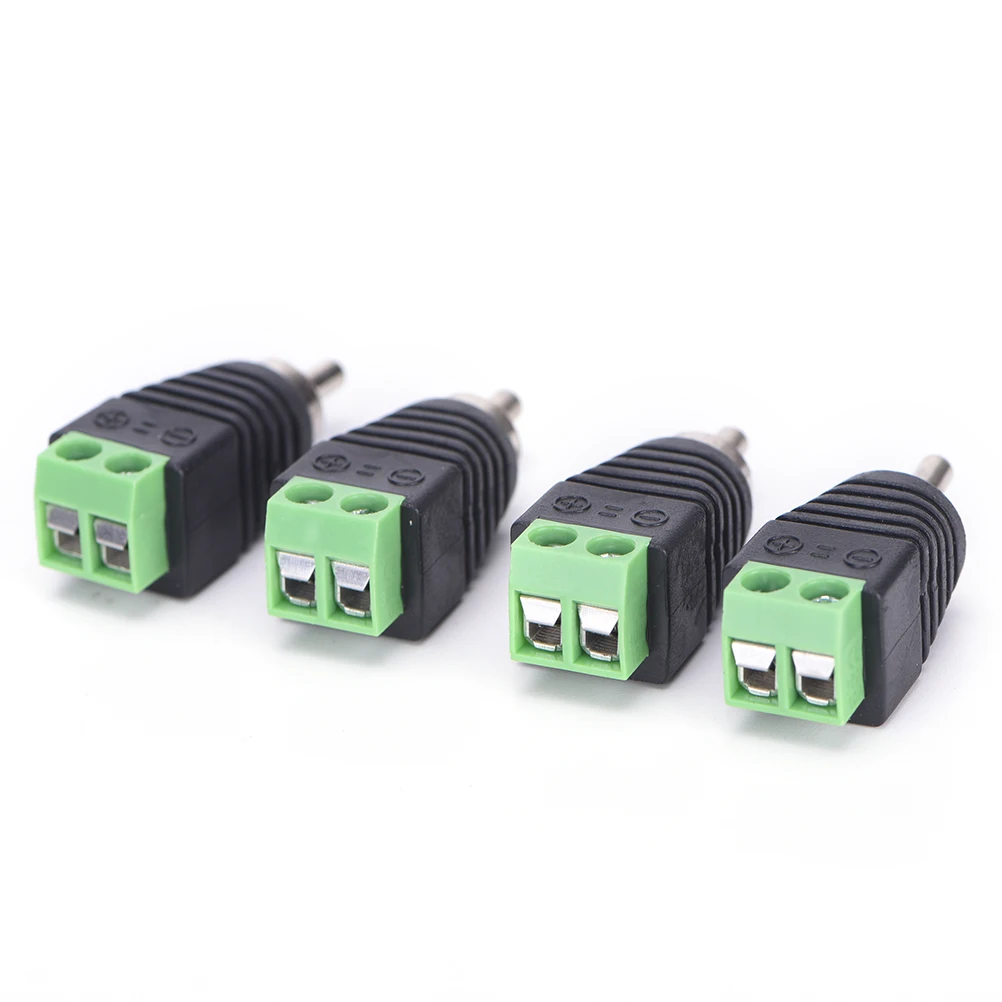 

4Pcs CCTV Phono RCA Male Plug TO AV Terminal Connector Video AV Speaker Wire cable to Audio Male RCA Connector Adapter
