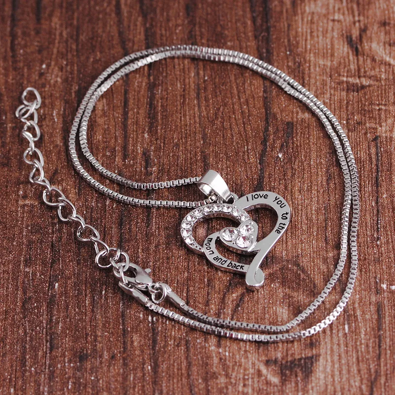 Модные ожерелья с кулоном i love you to the moon and back подвески в виде сердца женские чокер