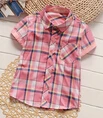 Новые модные рубашки для маленьких мальчиков, летняя детская рубашка с короткими рукавами, детская одежда наивысшего качества для мальчиков, розничная - Цвет: Розовый