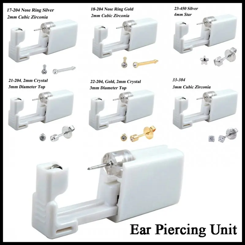 

24pcs/box Fashion No Pain Ear Piercing Kit Disposable Safe Sterile Ear Stud Piercing Gun Piercer Tool Kit Earring Jewelry
