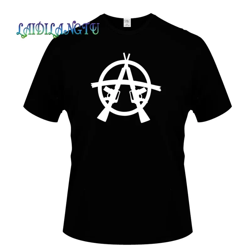 

men clothes 2018 oversized t shirt Anarchy Print T Shirt Short Sleeve O-Neck Streetwear Tees Hip Hop Tops