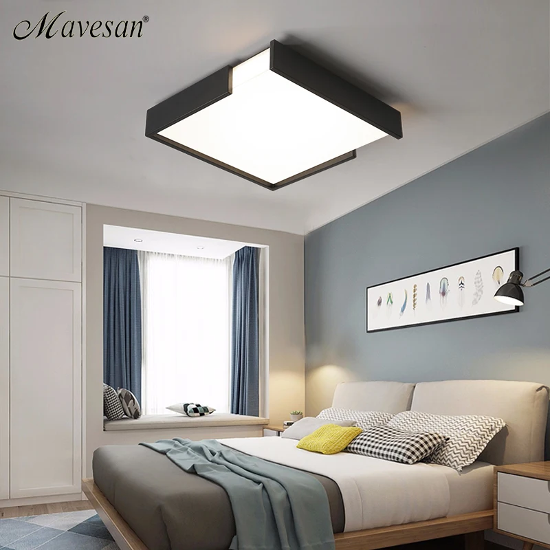 

2018 Black and White Ceiling Lights for restaurant room dimmer or switch control ceiling lamp for 10-15square meters plafondlamp