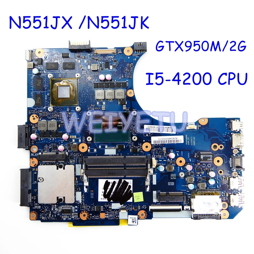 

N551JX/N551JK Motherboard i5-4200CPU GTX950M/2G For ASUS G551JX N551JX G551J N551J Laptop Motherboard N551JK Mainboard test 100%