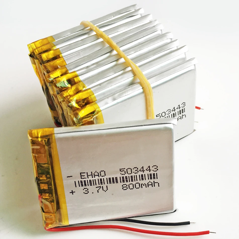 

10 PCS 3.7V 800mAh Lithium Polymer Li-Po PLIB Rechargeable Battery 503443 For Mp3 GPS Mobile Electronic Part 5*34*43mm
