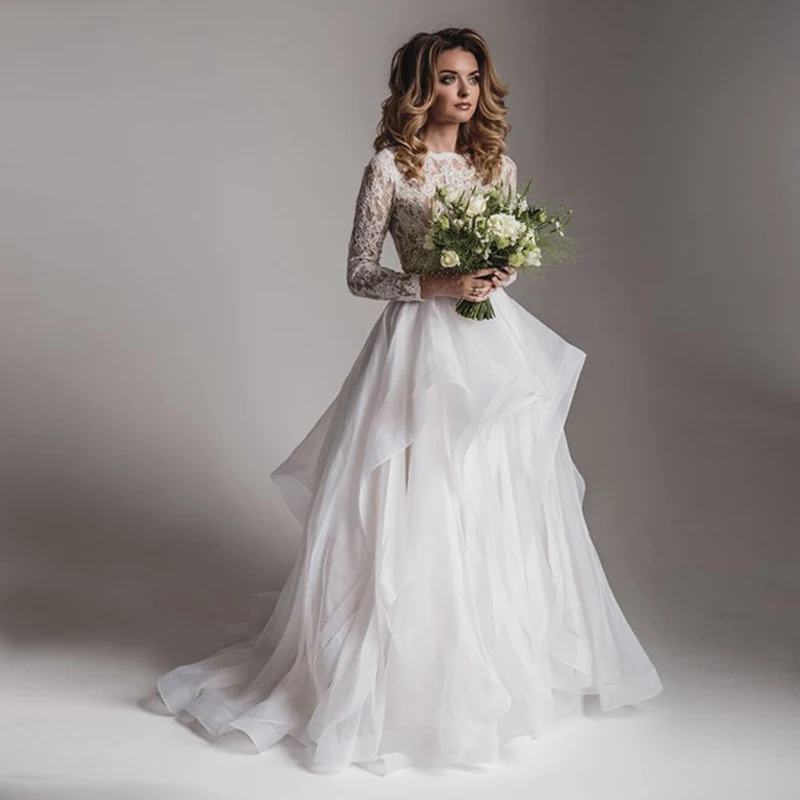 

Elegant Ruffles Organza Wedding Skirts High Waist Boho Beach Wedding Skirts Separates Long Women Skirts Ball Gown