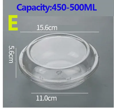 50 набор прозрачных пластиковых упаковочных коробок для фруктовых салатников, прозрачная чашка для салата, контейнер для фруктовых продуктов, тарелка, упаковка - Цвет: E