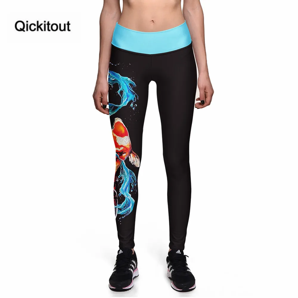 

Qickitout Leggings 2016 New Legging Blue Water Dragon Videos High Waist 3D Print Women Pants Ropa Mujer Plus size