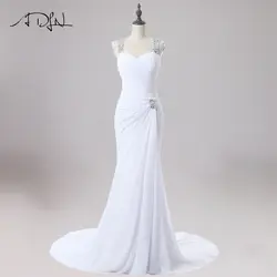 ADLN дешевые пикантные свадебное платье Холтер рукава из бисера Кристаллы Свадебные платья развертки поезд шифоновые платья Robe De Mariage