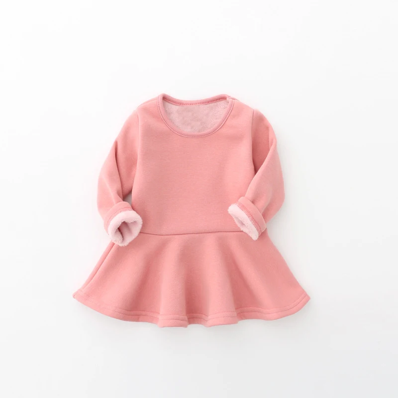 Зимнее платье для малышей, бархатная одежда для новорожденных мягкий хлопковый костюм ярких цветов платье для дня рождения на возраст от 0 до 3 лет платье для девочек