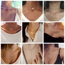 Модное маленькое сердце звезда многослойное ожерелье с кулоном