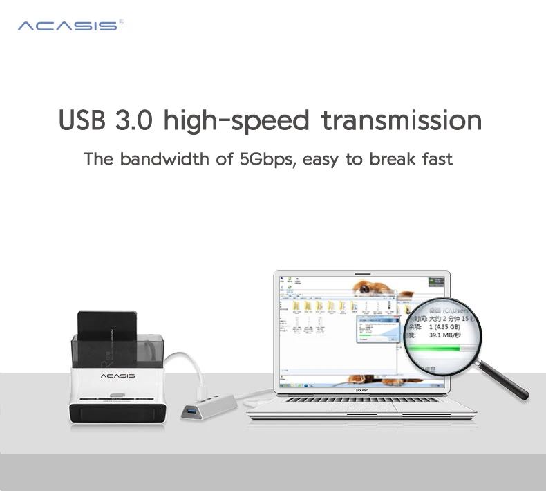 Acasis HS0063 алюминиевый 4 порта 5 Гбит/с USB 3,0 сплиттер супер скорость с мини USB интерфейс питания ПК Запасные детали для ноутбуков