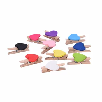 

10pcs Clothespin Office Supplies random color DIY Mini Love Heart Wooden Clothespin Craft Clips Clothes Paper Peg