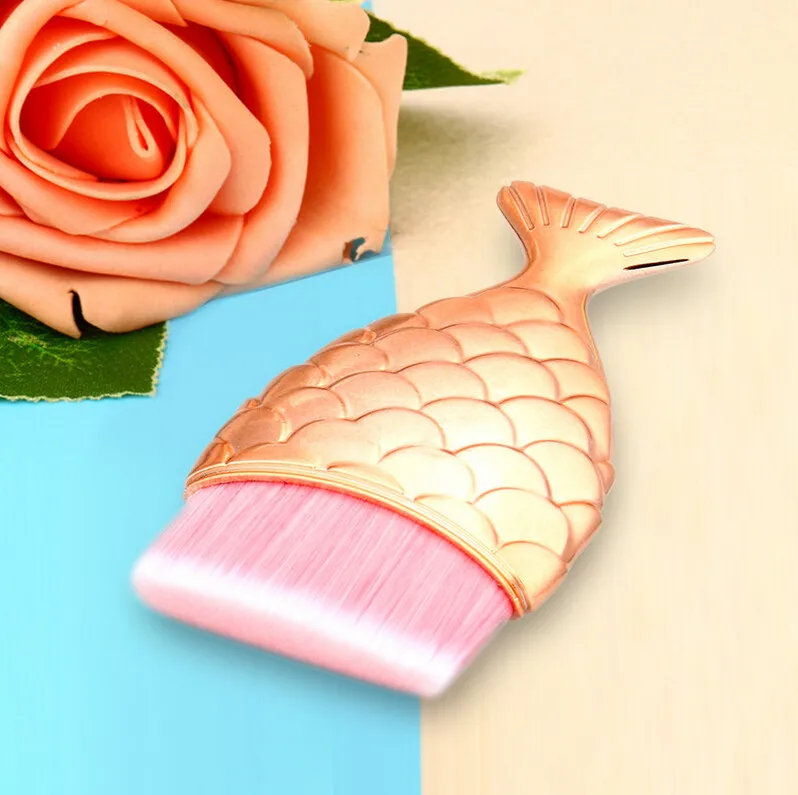 1 шт./2 шт. многофункциональные кисти для макияжа русалки рыбий хвост пудра-основа Румяна Косметическая Кисть для макияжа розовое золото+ розовый C528