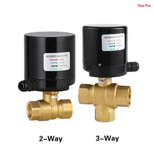 Шаровой клапан AC 220V латунь Электрический моторизованный шаровой клапан 2 Way 3-сторонний выход 1/2 3/4 1 дюйм нить электрический латунный шаровой клапан 1.6MPa
