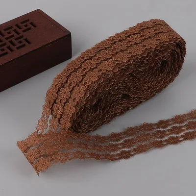 Brown Горячая 10 ярдов кружево, лента, тесьма 25 мм широкая отделка DIY ремесла вышитый шнур для шитье украшения африканская кружевная ткань - Цвет: Brown