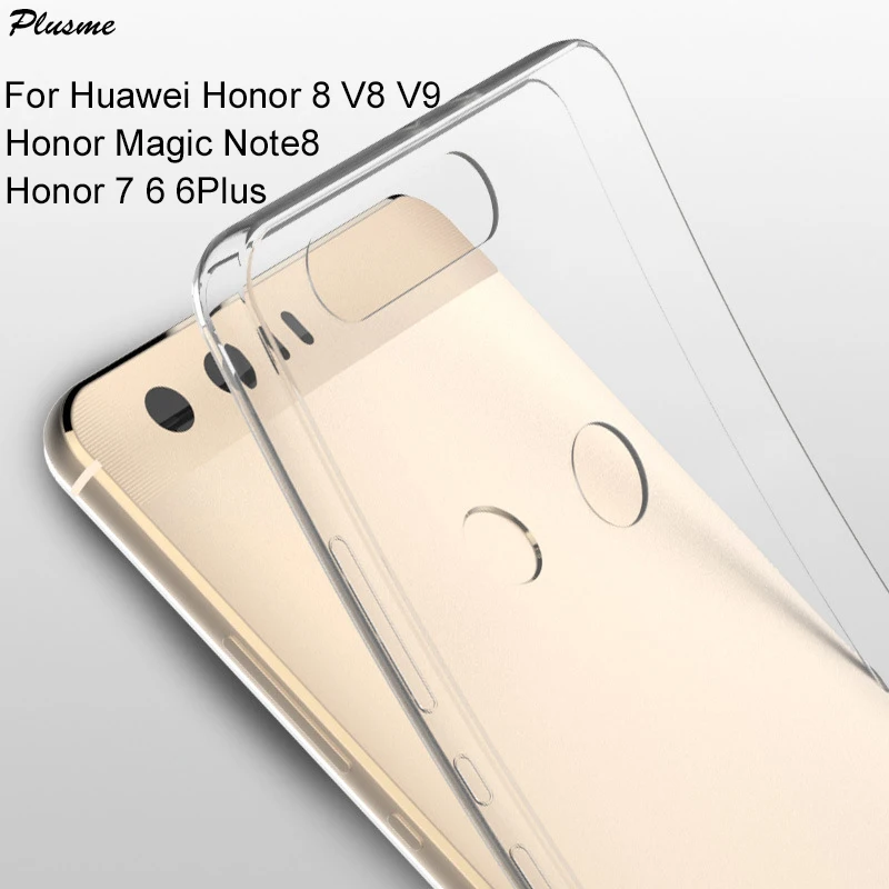 

Plusme For Huawei Honor 8 V8 V9 Magic Note8 Case 2017 New Soft TPU Silicone Ultra Thin Clear Case For Huawei Honor 7 6 6Plus Bag