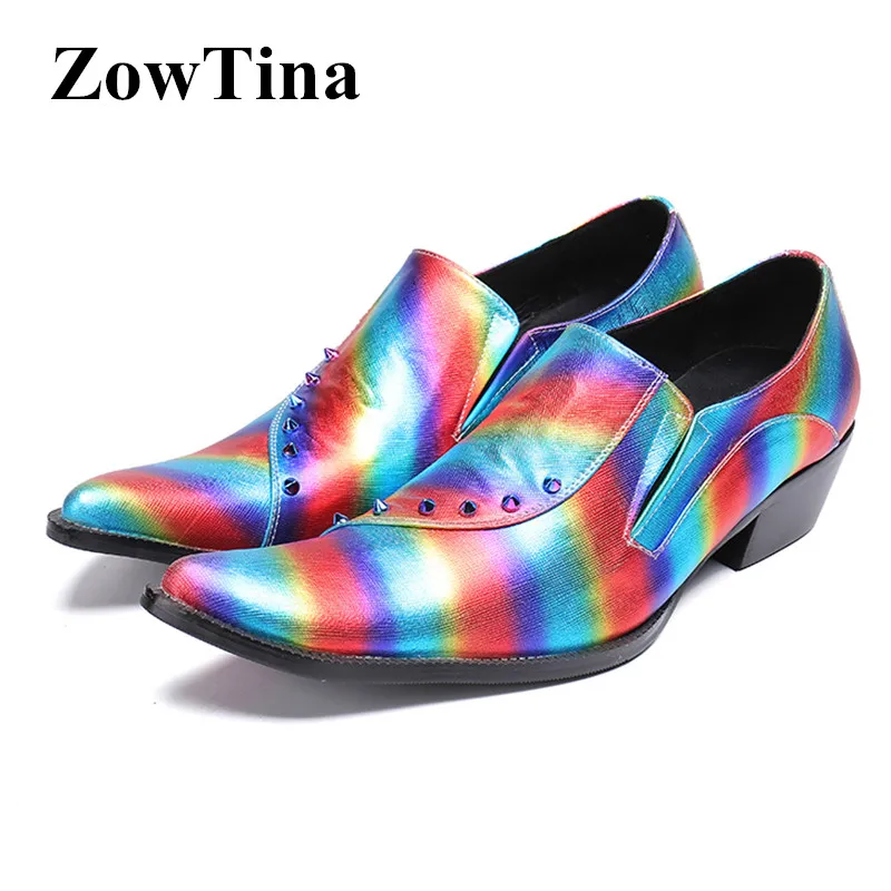 Taille Oxford Slip Rivets Coloré 46 Sur Homme Pointu Conduite Robe Chaussure Chaussures Grande Appartements Impression Hommes Bout Formelle HBwFwZIq