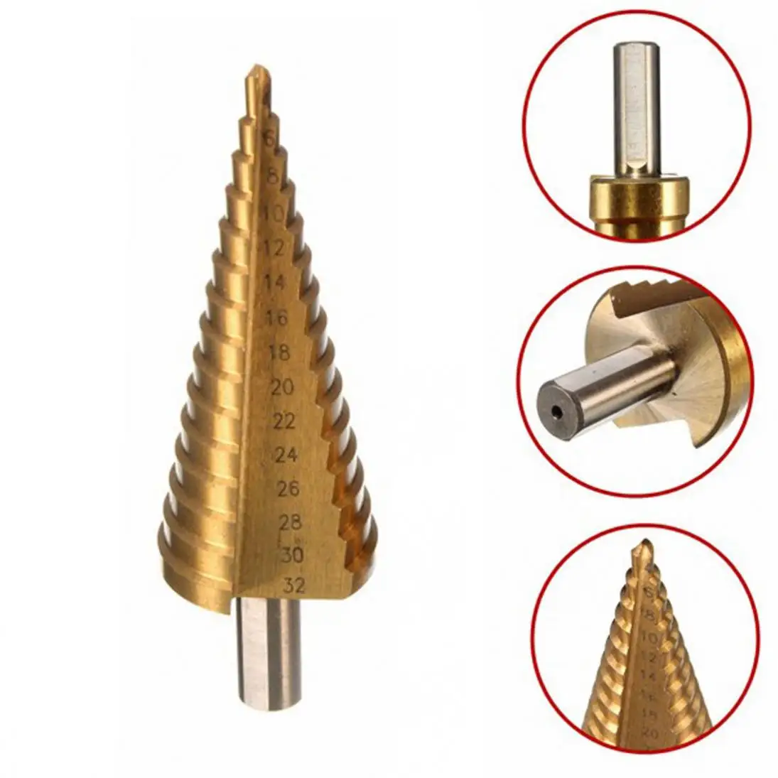 HSS Triangle Shank Pagoda Step Drill Bit Suitable for Cutting Holes on Steel Brass Wood Plastic