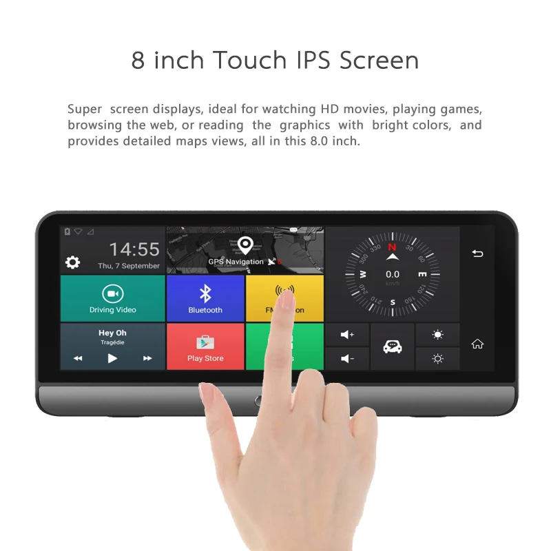Автомобильный видеорегистратор ANSTAR Pro 3G/4G GPS 8 " Android 5 1 FHD 1080P Wi Fi мониторинг