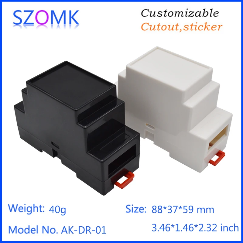 

plastic project case electrical din rail enclosure (10 pcs) 88*59*37mm szomk wall enclosure electronics box plc din enclosure