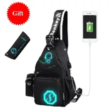 Оксфордская светящаяся нагрудная сумка с usb зарядкой для мальчиков, детские сумки через плечо, школьная Летняя короткая сумка-мессенджеры для путешествий, рюкзак