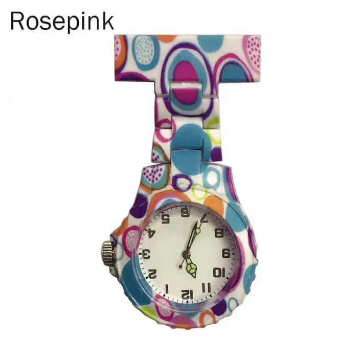 Красочные Силиконовые Круглый циферблат Кварцевые карман часы для медсестры Кварцевые Брошь доктор медсестра настенные часы LXH