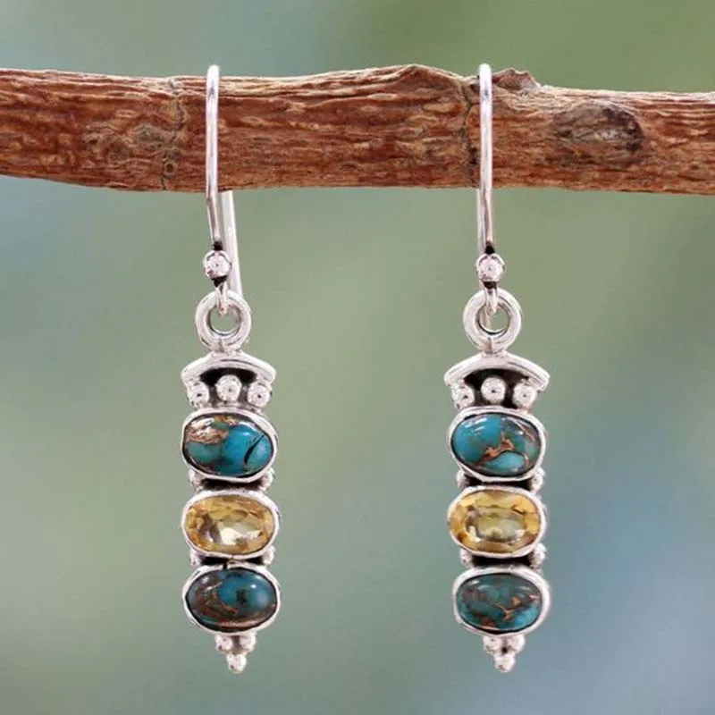 

Vintage Long Hanging Earrings Resin Beading Pendant Metal Tassel Ethnic Drop Earrings For Women Street Jewelry O3M023
