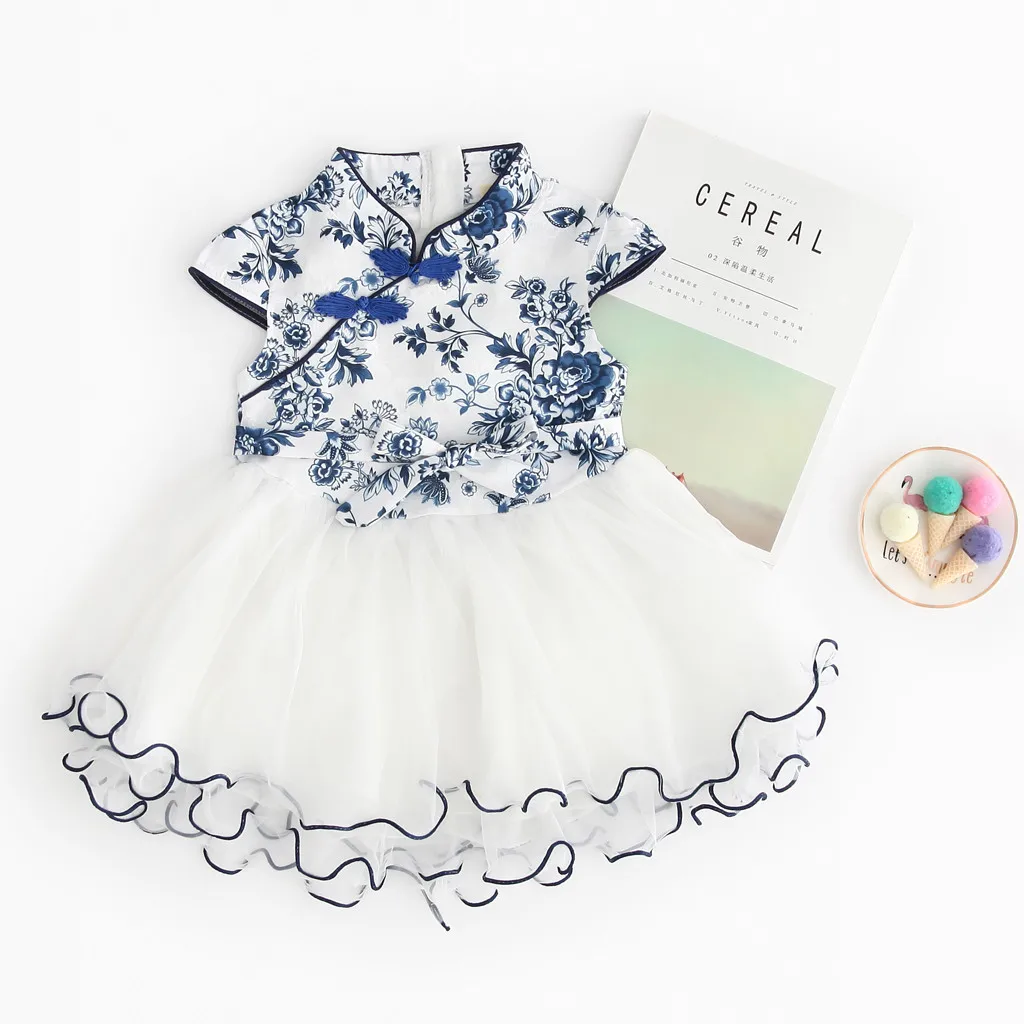 

Toddler Kid Baby Girl Floral Printed Lace Patchwork Cheongsam Princess Dress Party Travel Holiday Costumes Vestido infantil W605