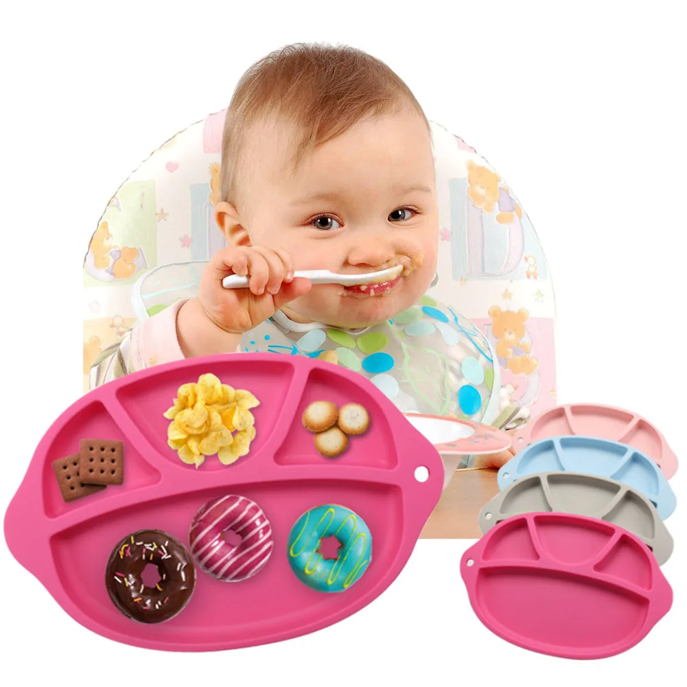 Baby Food Container Plate Silicone Children Placemat Dishes Anti-Slip Kids Feeding Plates Dishes Bowl Tableware Set FJ88