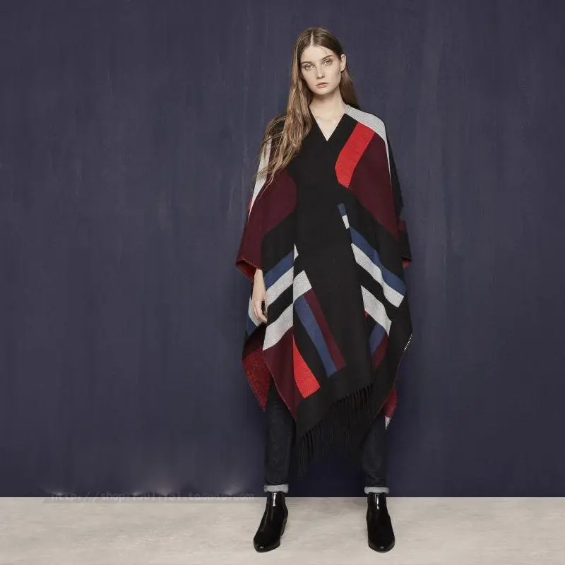 2016 Winter Women Scarf Luxury Brand font b Tartan b font Foulard Thick Warm Poncho Pashmina