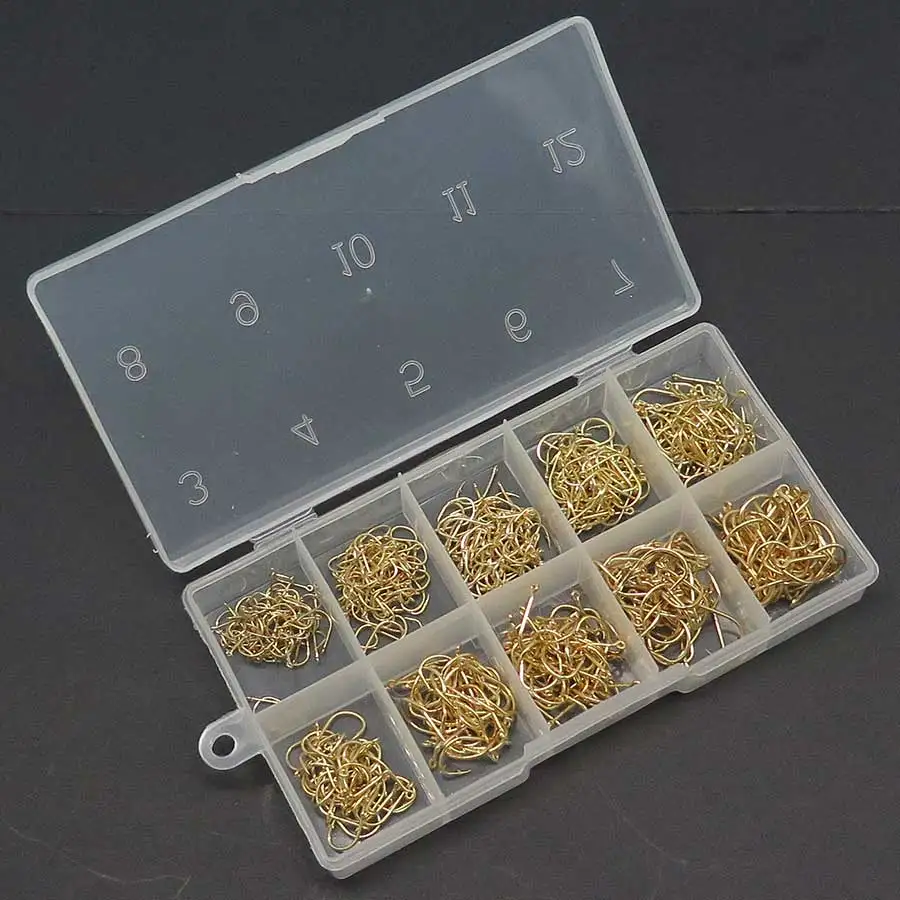 

Minfishing 500pcs/lot High Carbon Steel Gold Fishing Hooks with size 3#-12# with Retail Original box Jigging Hook