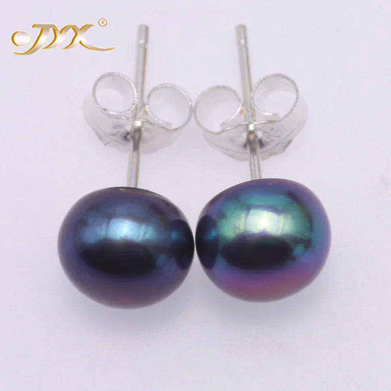 

JYX 925 Sterling Silver Earrings Blue Black Genuine Cultured Freshwater Pearl Earrings Jewelry palace Women