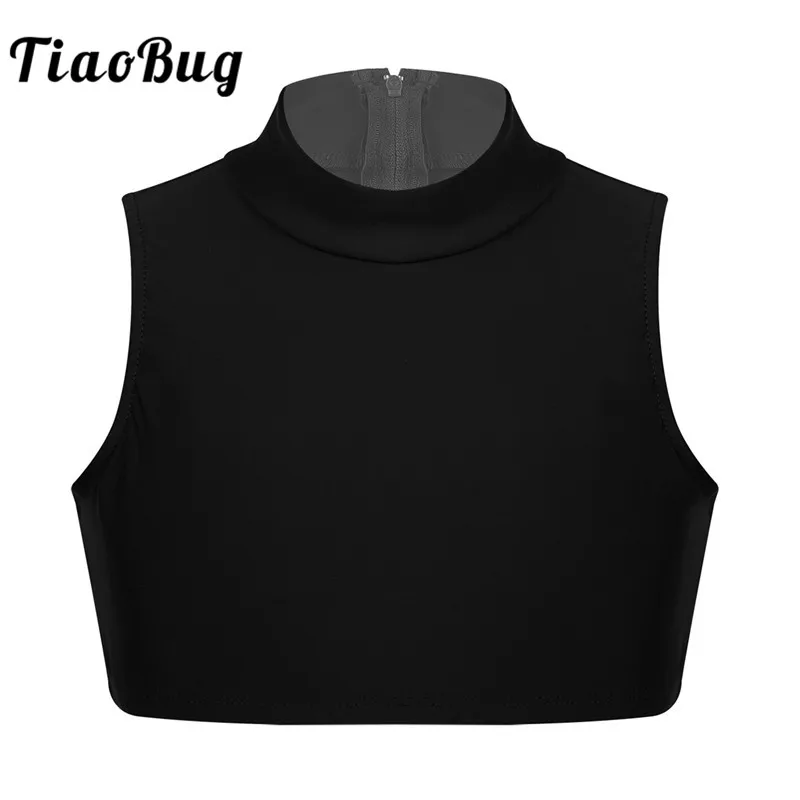

TiaoBug Kids Teens Girls Sleeveless Solid Colors Back Zipper Stretchy Ballet Gymnastics Crop Tops Children Workout Dance Costume