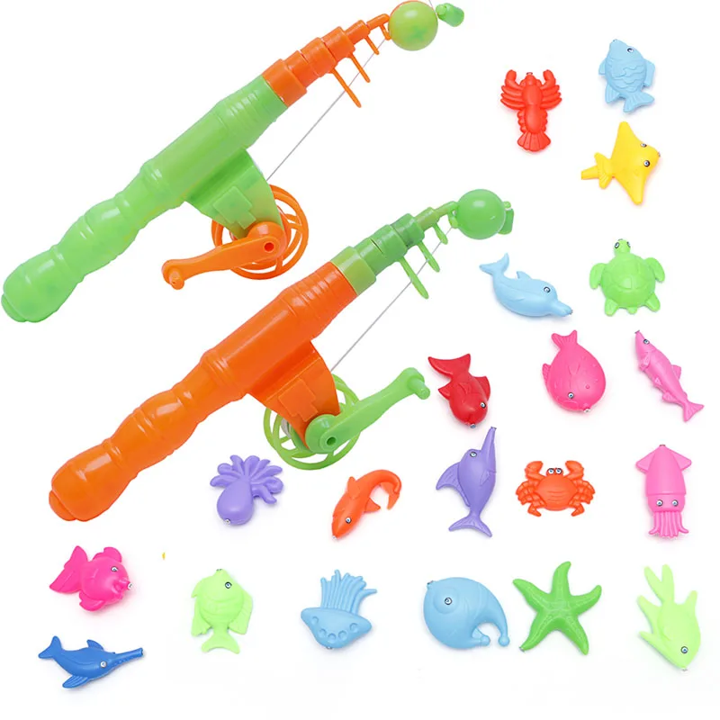 2+20 Magnetic Fishing Game Toy Rod Hook Catch Kids Children Bath Time Gift Selling